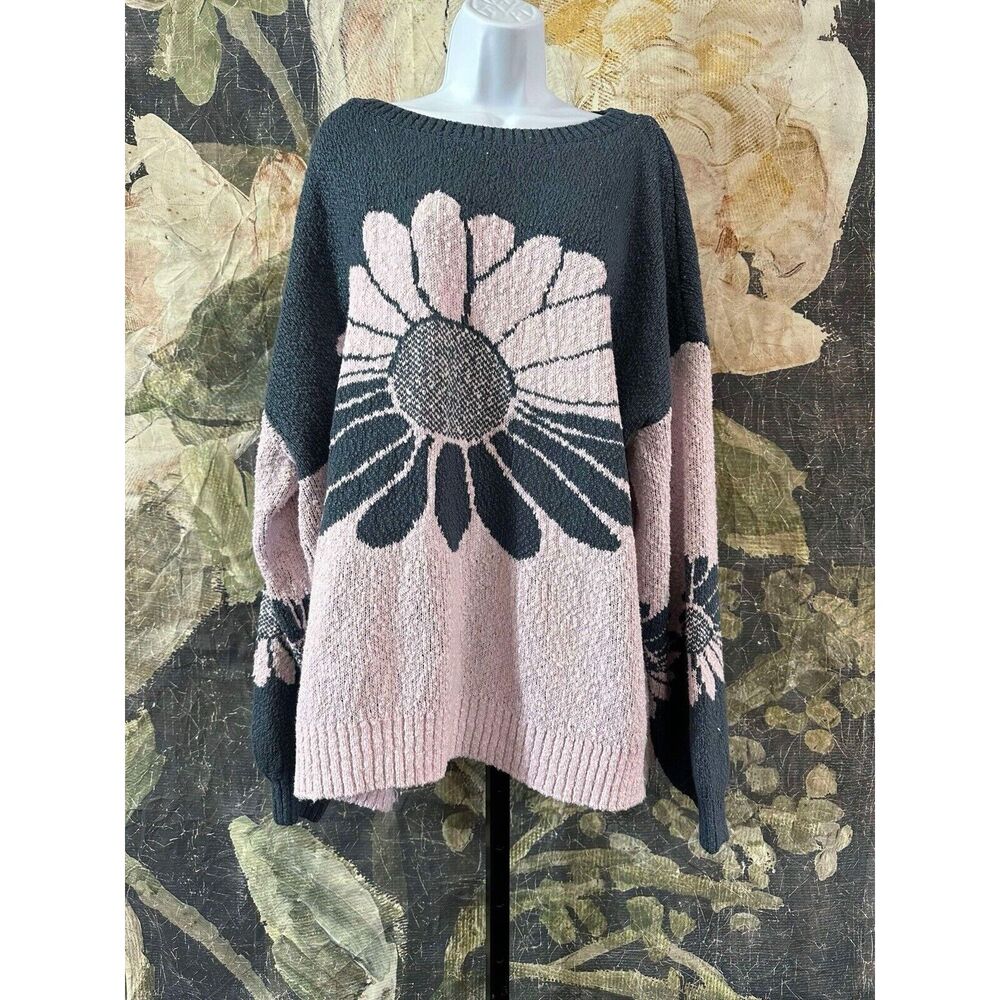 NWT Free People In Bloom Sweater Purple Blue Floral Pullover Size Small - Picture 6 of 8